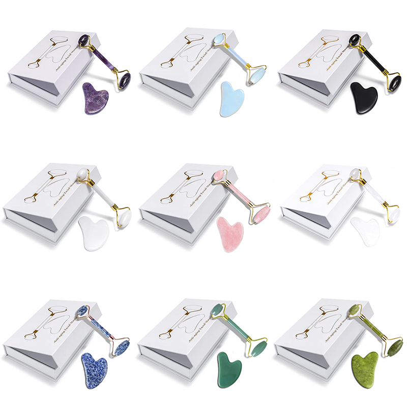Jade Roller Gua Sha - Rodillo Masajeador de Cuarzo Rosa Natural