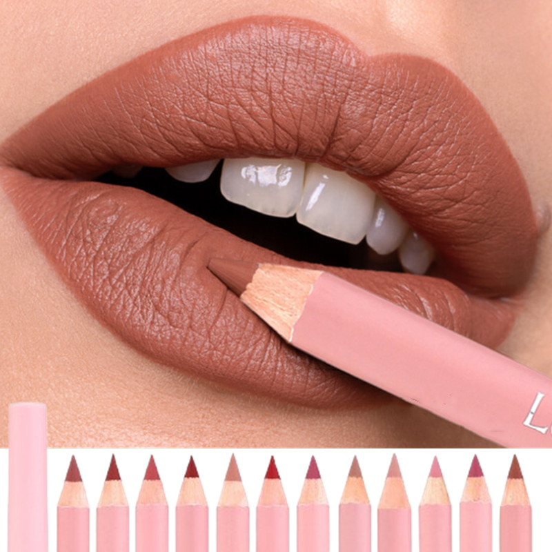 Beauty Linasi Makeup - Delineador de labios marrón desnudo, lápiz