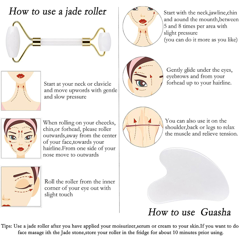 Rodillo de Jade Natural, masaj - Jade Roller Gua Sha reseña y precio